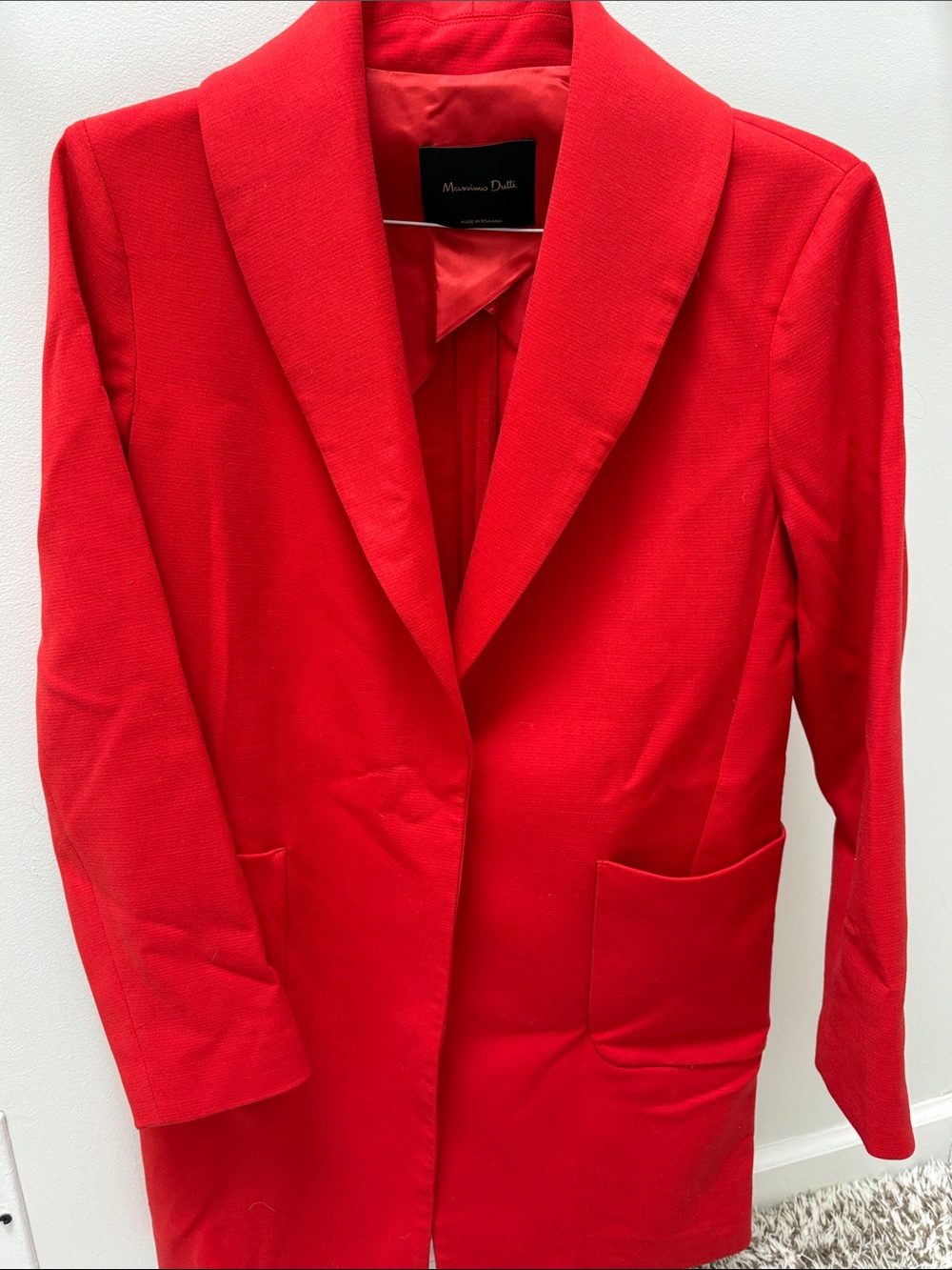 Massimo Dutti Vibrant Red Tailored Blazer